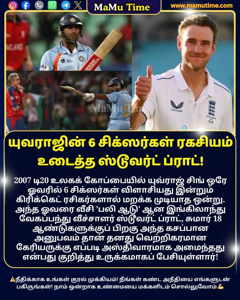 6 சிக்ஸர்கள் ரகசியம் உடைத்த ஸ்டூவர்ட் ப்ராட்!